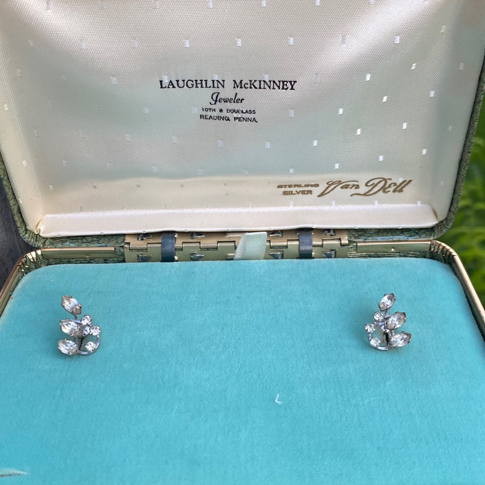 Vintage silver & crystal screw-back earrings